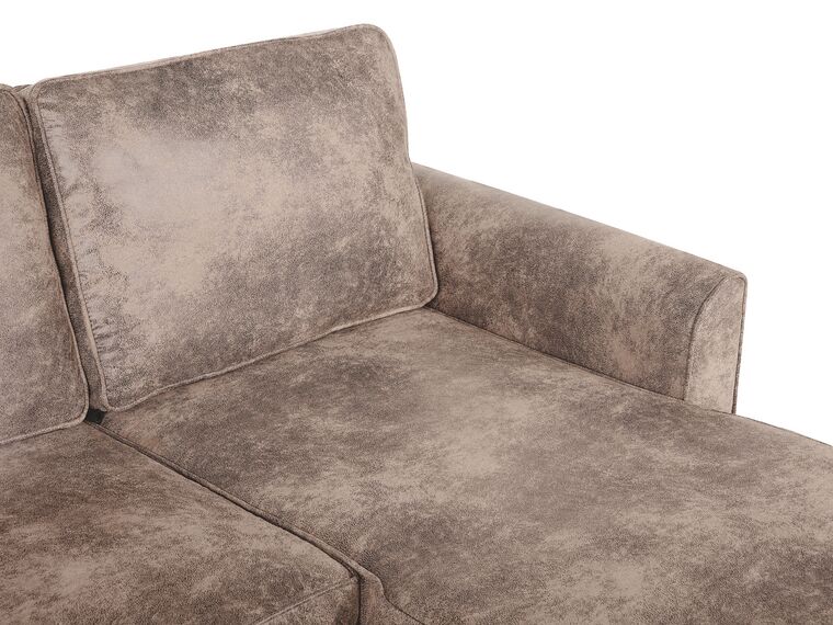Right Hand Faux Leather Corner Sofa Bed with Storage Brown NESNA Beliani.co.uk