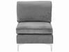Left Hand 6 Seater Modular Velvet Corner Sofa with Ottoman Grey EVJA_789261