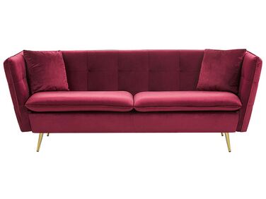 Sofa 3-osobowa welurowa czerwona FREDERICA