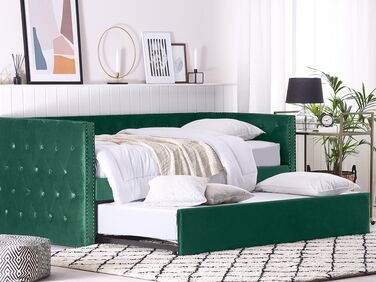 Velvet EU Single Trundle Bed Green GASSIN 