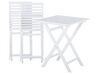 Table et 2 chaises de jardin blanches en bois avec coussins bleus FIJI _764277