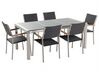 6 Seater Garden Dining Set Grey Granite Top with Black Rattan Chairs GROSSETO_464883