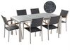 Conjunto de mesa com tampo triplo granito polido cinzento 180 x 90 cm e 6 cadeiras rattan sintético GROSSETO_464883
