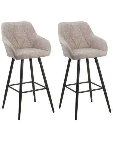 Set of 2 Fabric Bar Chairs Beige DARIEN