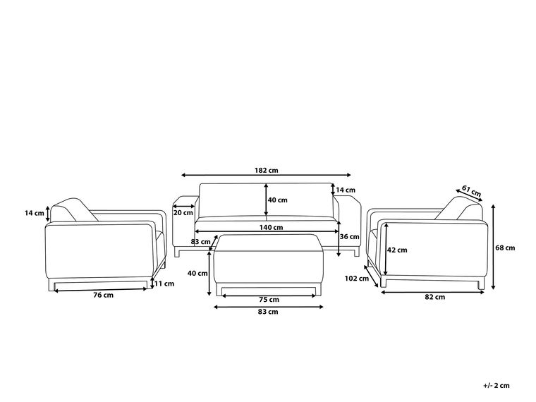 5 Seater Garden Sofa Set Grey with White ROVIGO Beliani.co.uk