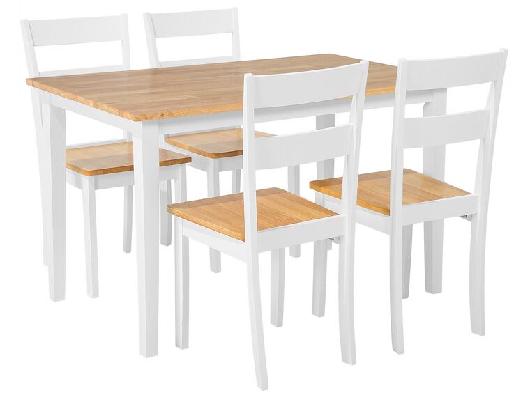 Jedálenská súprava stola a 4 stoličiek svetlé drevo/biela GEORGIA_696641