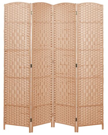 Biombo com 4 painéis em corda de papel natural 178 x 163 cm LAPPAGO