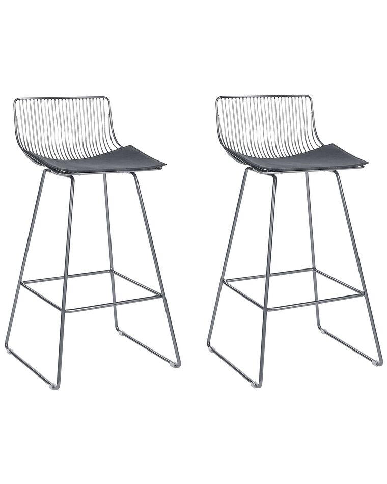Set of 2 Metal Bar Chairs Silver FREDONIA_868374