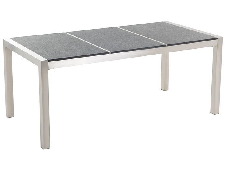 	Mesa de comedor de metal/granito gris grafito/plateado 180 x 90 cm GROSSETO_450371