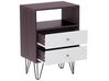 2 Drawer Bedside Table Dark Wood with White ARVIN_754283