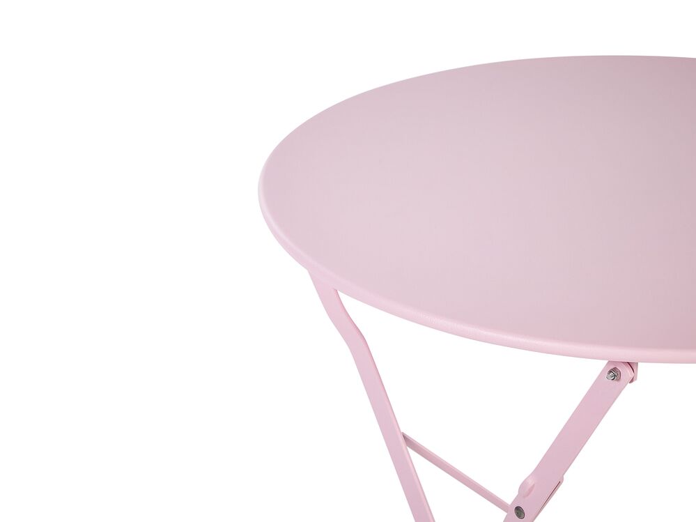 Steel Garden Bistro Set Pink FIORI Beliani.co.uk