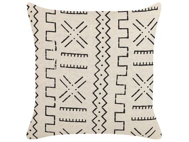 Cotton Cushion Geometric Pattern 45 x 45 cm White and Black MYRICA