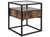 1 Drawer Glass Top Side Table Dark Wood with Black MAUK_829045