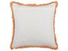 Fringed Cotton Cushion Floral Pattern 45 x 45 cm White and Orange SATIVUS_839148