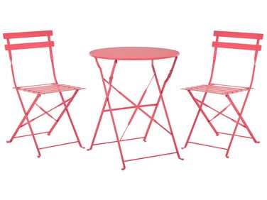 Balkongset av bord och 2 stolar röd FIORI