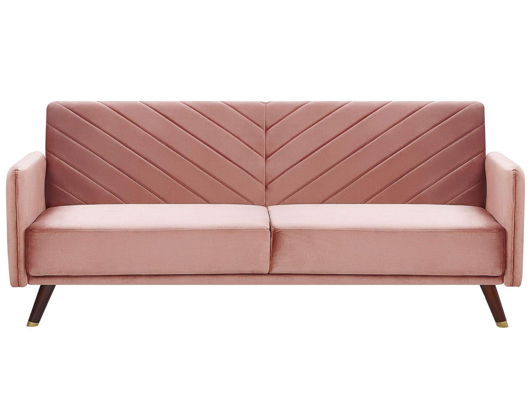 Retro Velvet Fabric Sofa Bed 3 Seater Pink Convertible Reclining Senja