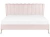 Zamatová posteľ s USB portom 180 x 200 cm ružová MIRIBEL_870553