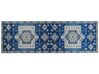 Teppich blau / beige orientalisches Muster 80 x 240 cm Kurzflor PARVAKADLI_831582