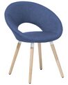 Conjunto de 2 sillas de comedor de poliéster azul marino/madera clara ROSLYN_696314