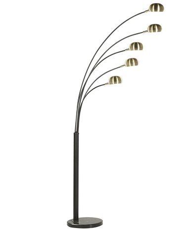 Stehlampe schwarz / gold 210 cm rund Marmorfuß FLINDERS