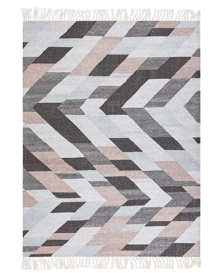 Teppich Jute mehrfarbig 140 x 200 cm geometrisches Muster Kurzflor NAKKAS_852710