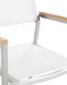 	Conjunto de 6 sillas de jardín de poliéster/acero blanco/plateado/madera clara GROSSETO_724738