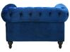 Ensemble canapé et fauteuil en velours bleu cobalt 4 places CHESTERFIELD_721634