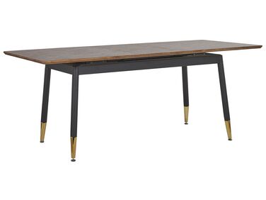Spisebord 160/200x90 cm Mørktræ/Sort/Guld CALIFORNIA