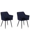Set of 2 Velvet Dining Chairs Dark Blue JASMIN_710914