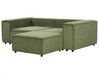 Modulär soffa 2-sits med fotpall jumbo cord grön APRICA_895006