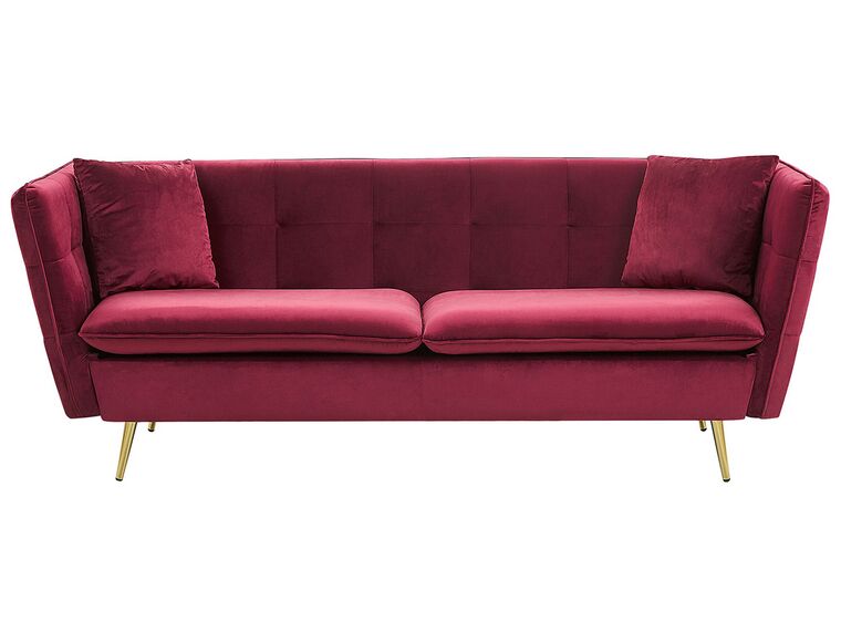 3-sits soffa sammet vinröd FREDERICA_766611