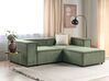 Canapé 2 places modulable avec ottoman en velours côtelé vert APRICA_904152
