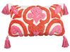 2 bawełniane poduszki dekoracyjne tuftowane z frędzlami 30 x 50 cm różowo-czerwone FRAKSINUS_911646