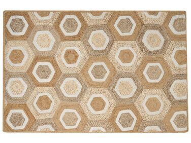 Teppich Jute beige 200 x 300 cm geometrisches Muster Kurzflor BASOREN