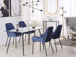 Ruokapöytä lasitasolla teräs musta 140 x 80 cm MIDLAND Ruokapöytä lasitasolla teräs musta 140 x 80 cm MIDLAND