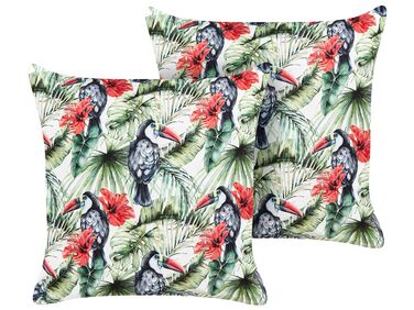 Set of 2 Outdoor Cushions Toucan Pattern 45 x 45 cm Multicolour MALLARE