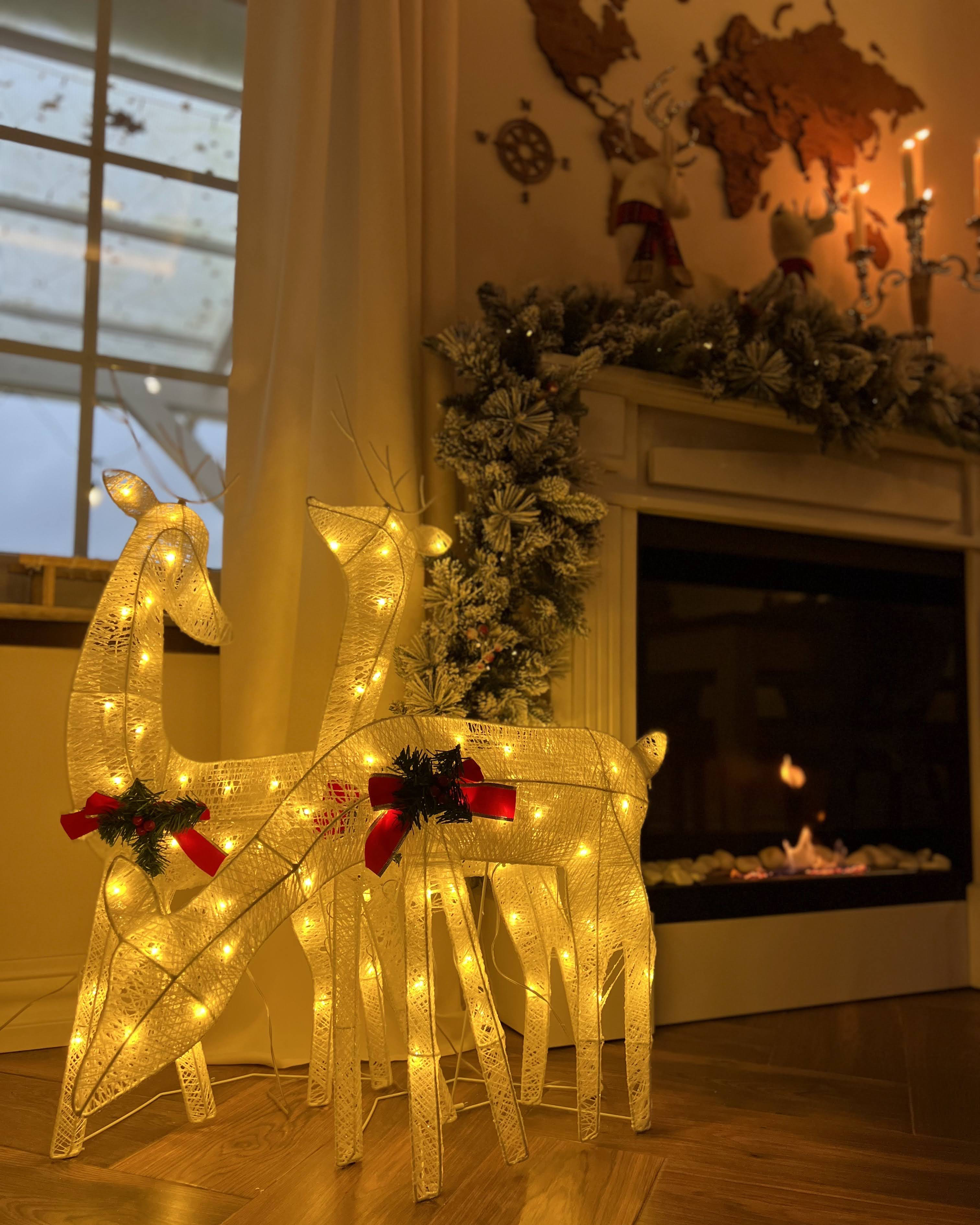 Outdoor Weihnachtsbeleuchtung LED weiß Rentiere 92 cm ANGELI_907401