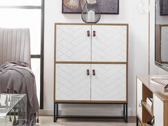 Sivupöytä 4-ovinen vaalea puu/valkoinen NUEVA