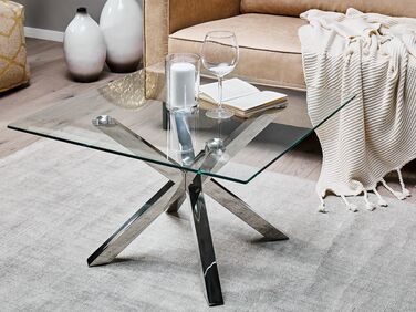 Glass Top Coffee Table Silver STARLIGHT