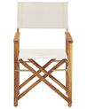 Set of 2 Acacia Folding Chairs and 2 Replacement Fabrics Light Wood with Off-White / Tropical Leaves Pattern CINE_819254