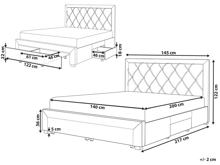Velvet EU Double Bed with Storage Light Grey LIEVIN Beliani.co.uk