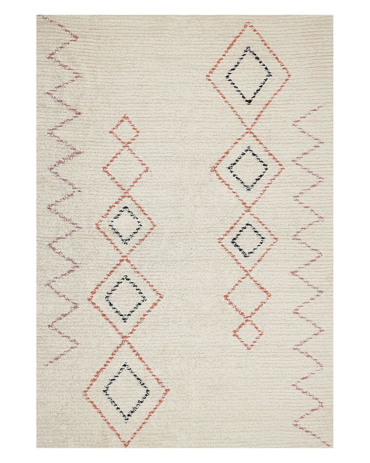 Teppich Baumwolle beige 140 x 200 cm geometrisches Muster GUWAHATI_839170