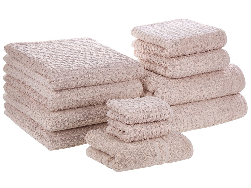 Set di 11 asciugamani in cotone rosa ATAI 