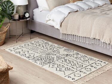 Wool Area Rug 80 x 150 cm White and Black ALKENT