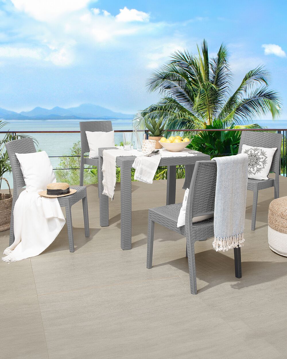 Set of 4 Garden Dining Chairs Light Grey FOSSANO Beliani.sk