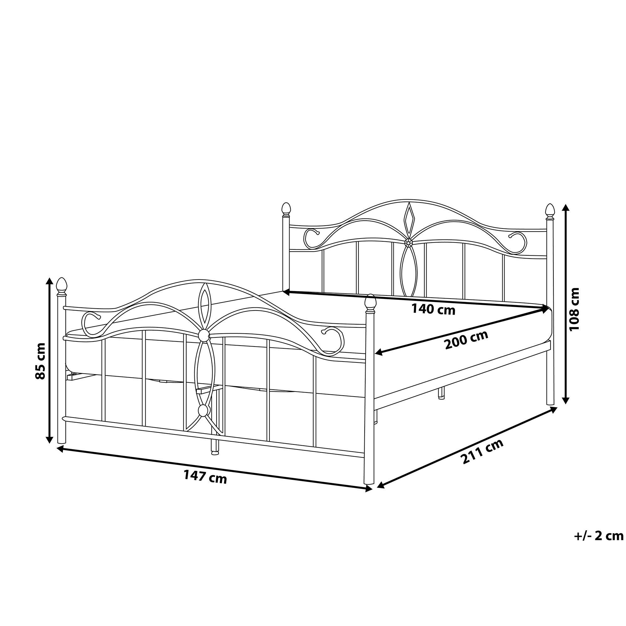 Łóżko metalowe 140 x 200 cm czarne ANTLIA
