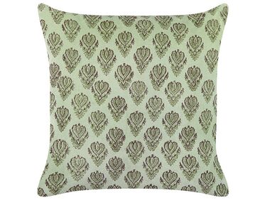 Coussin en velours à motif floral vert 45 x 45 cm RUNGIA
