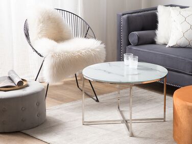Marble Effect Coffee Table White with Silver QUINCY 