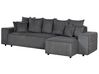Left Hand Jumbo Cord Corner Sofa Bed with Storage Dark Grey LUSPA_898712