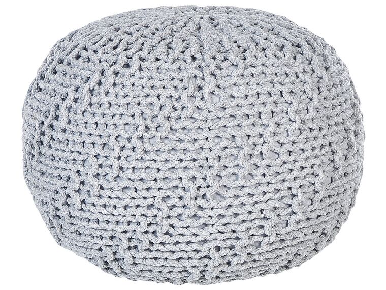 Cotton Knitted Pouffe 50 x 35 cm Grey PRIENE_842544